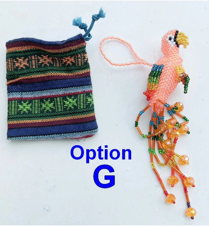 BEADED PARROT Hanging ORNAMENT Gift For Bird Lovers - Czech Glass Seed Beads And Nylon Thread