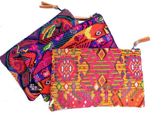 Guatemalan upcycled huipil purse, Make Up Bag, Huipil Pouch