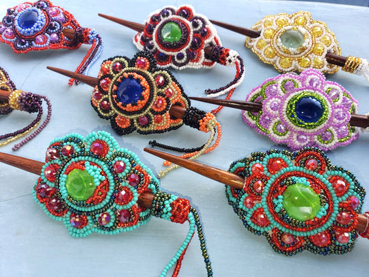 Hair Barrette Women, Stick Hair Barrette, Beaded Hair Clip,