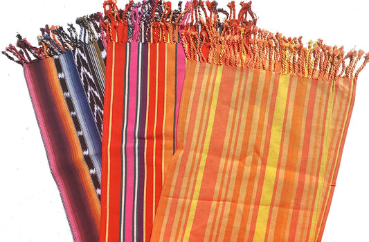 Cotton textile handmade runner with tassels