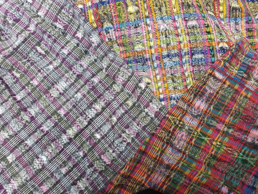 Guatemalan Unique Vintage Ikat Cotton fabric per yard- Hand Woven Ethnic Textile -