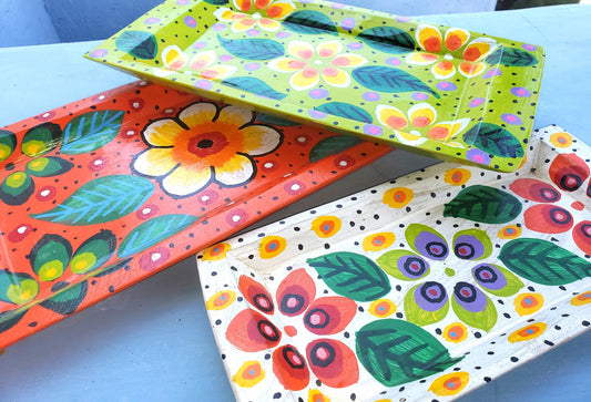 Hand-Painted Pinewood Tray made in Guatemala
