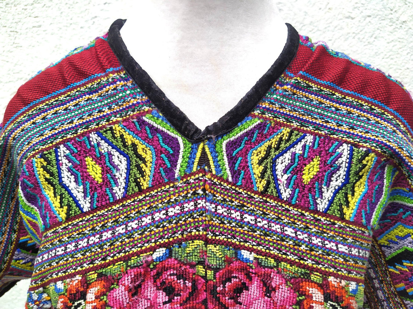 Cotton Unique Black Handmade WEAVED -San Juan COMALAPA- Huipil