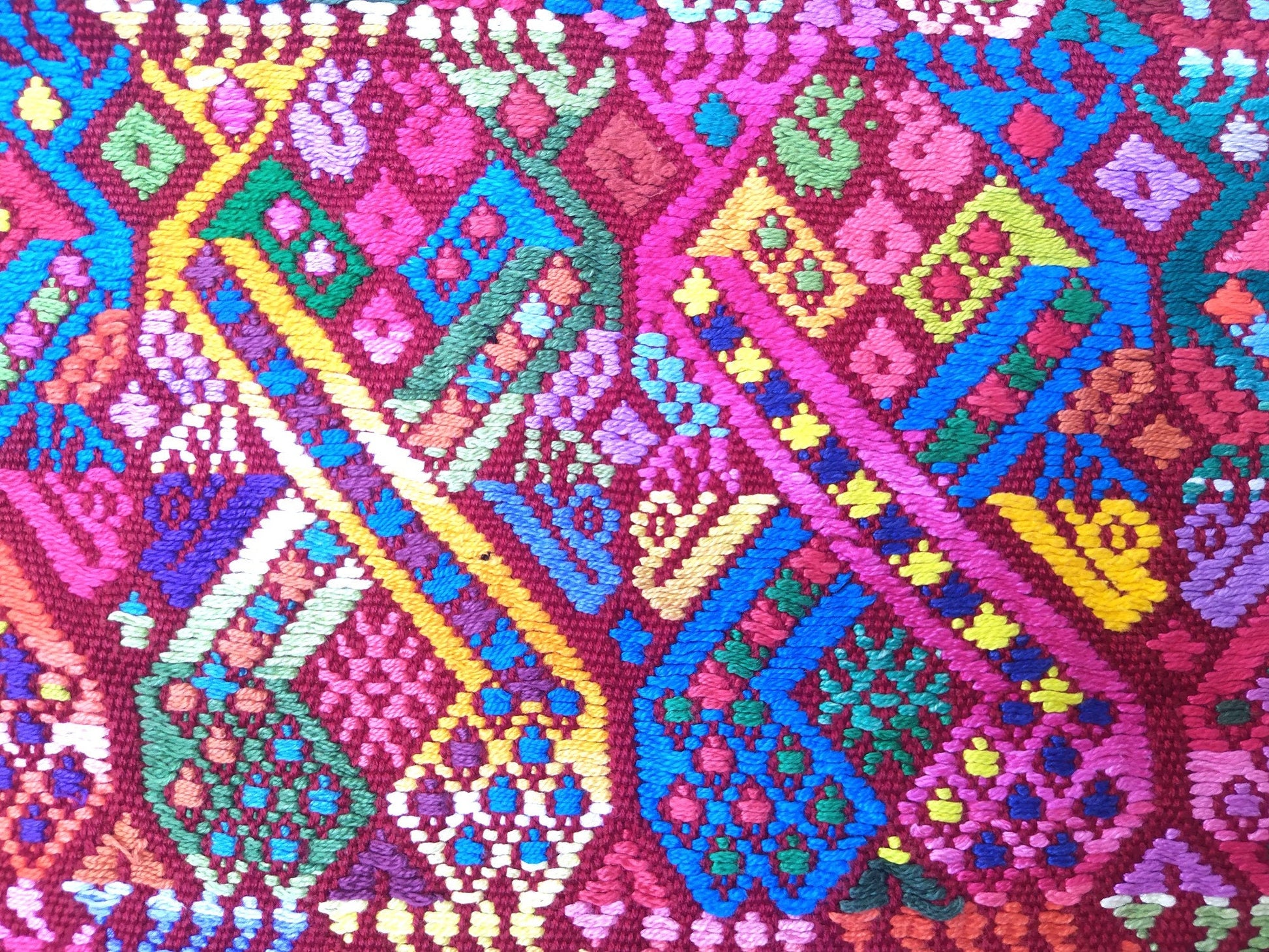 Vintage cotton unique Red handmade weaved Mayan huipil -Chile Verde Quetzaltenango-