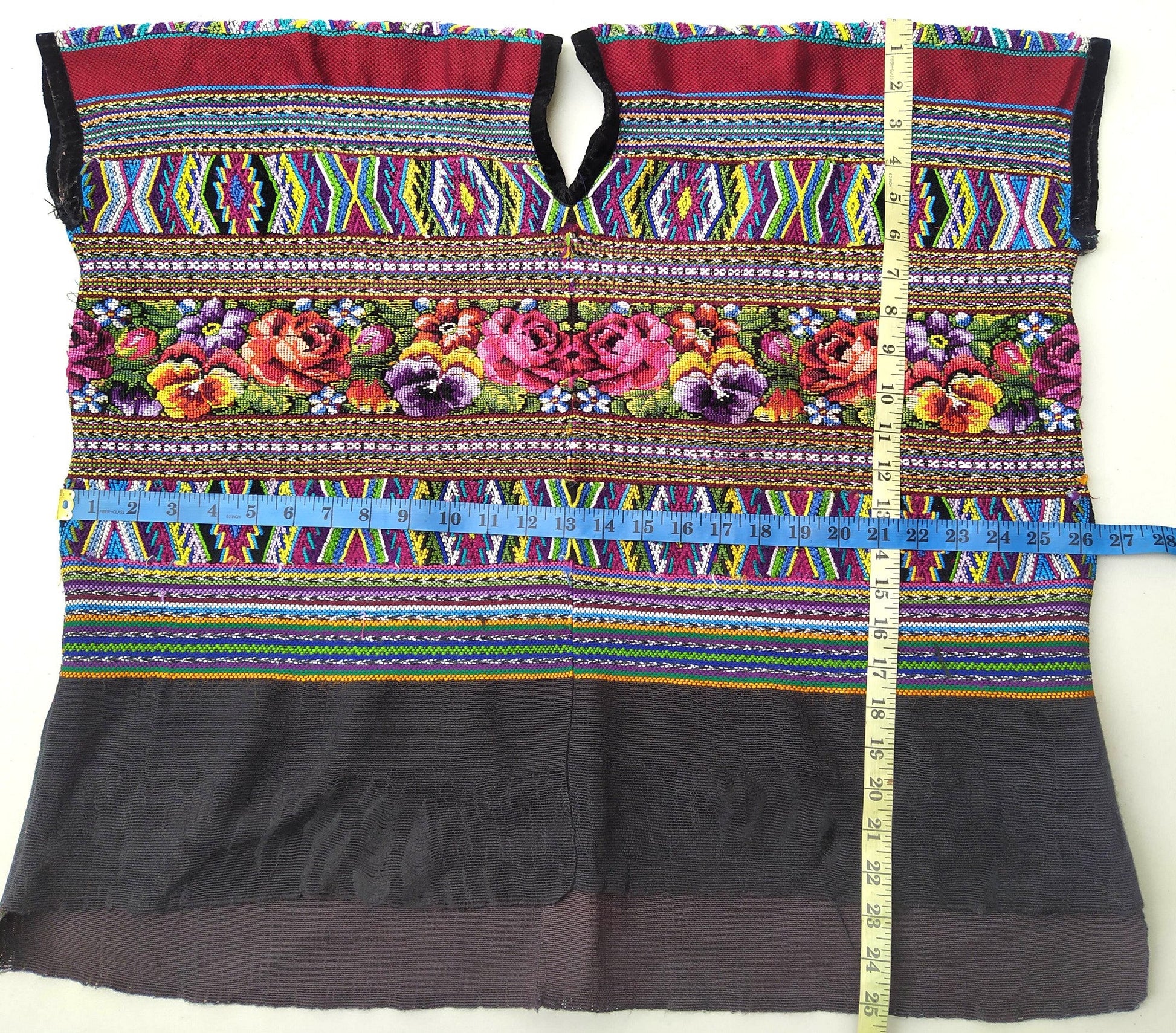 Cotton Unique Black Handmade WEAVED -San Juan COMALAPA- Huipil