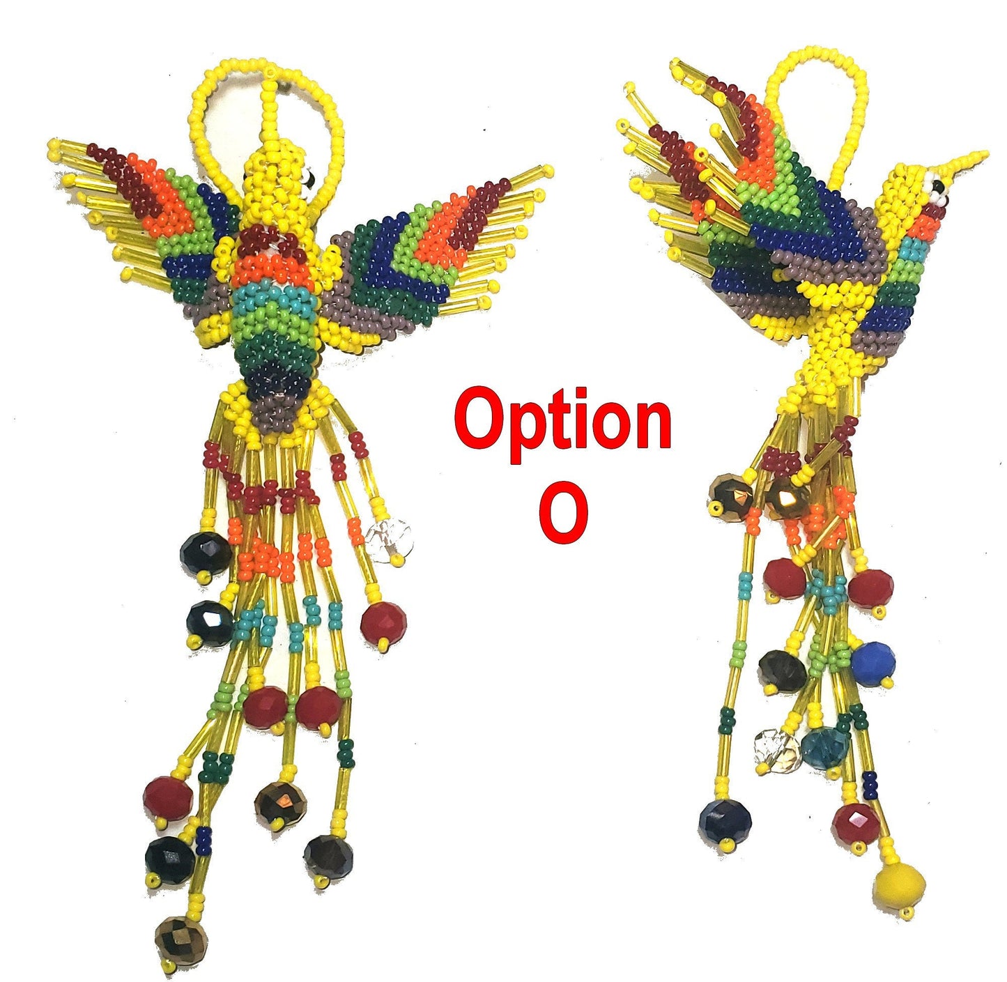BEADED HUMMINGBIRD Hanging ORNAMENT Gift For Bird Lovers - Czech Glass Seed Beads And Nylon Thread