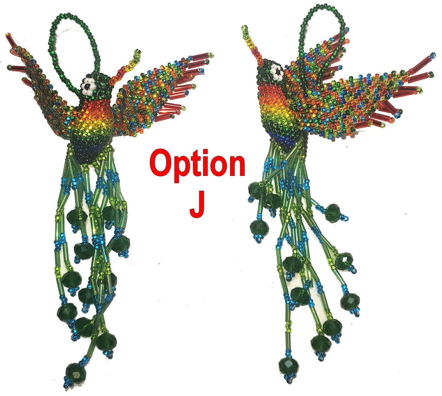 BEADED HUMMINGBIRD Hanging ORNAMENT Gift For Bird Lovers - Czech Glass Seed Beads And Nylon Thread