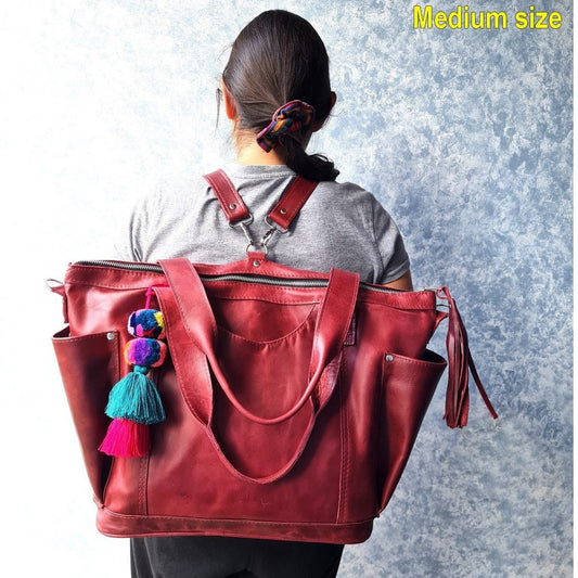 Small Intermedia Medium Convertible backpack crossbody day bag diaper genuine marbled wine color