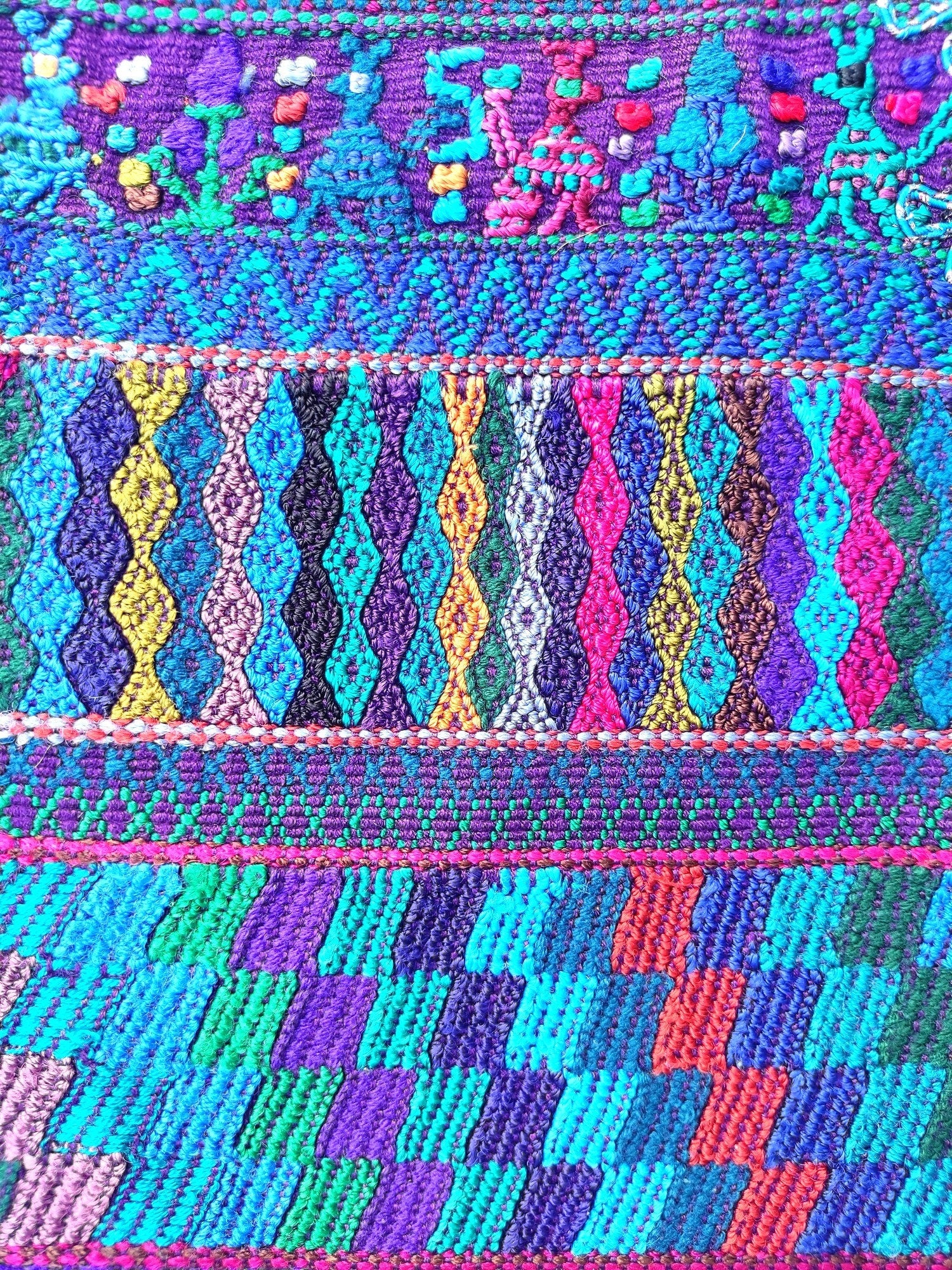 Vintage San Antonio Palopo Huipil Embroidery Geometric Pattern Cotton TAPESTRY And BLOUSE - Home Wall Decor Floral Wall Hanging Blouse