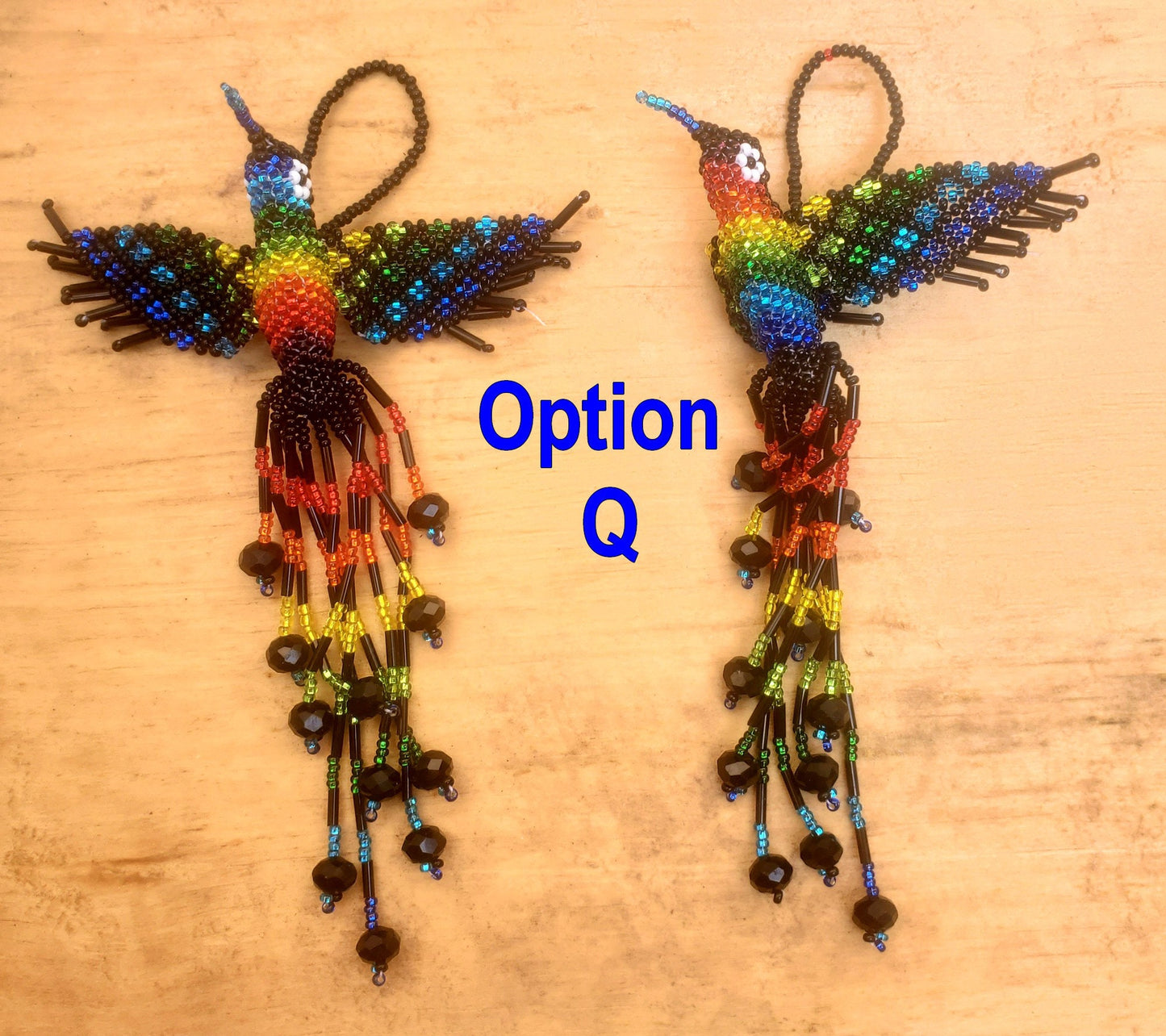 BEADED HUMMINGBIRD Hanging ORNAMENT Gift For Bird Lovers - Czech Glass Seed Beads And Nylon Thread