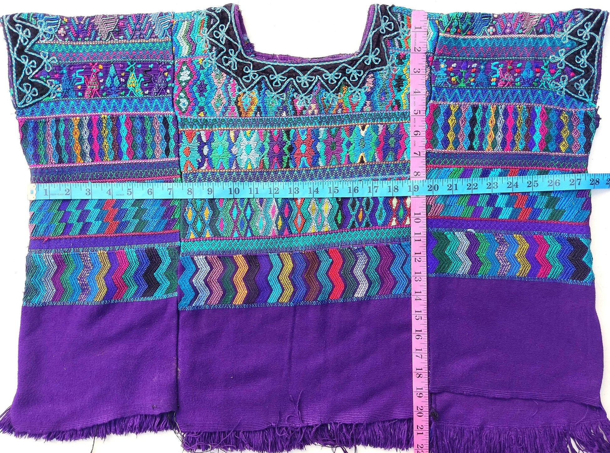 Vintage San Antonio Palopo Huipil Embroidery Geometric Pattern Cotton TAPESTRY And BLOUSE - Home Wall Decor Floral Wall Hanging Blouse