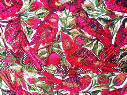 Vintage Handmade EMBROIDERED Birds SANTIAGO Atitlan Huipil Cotton Wall Decor Tapestry