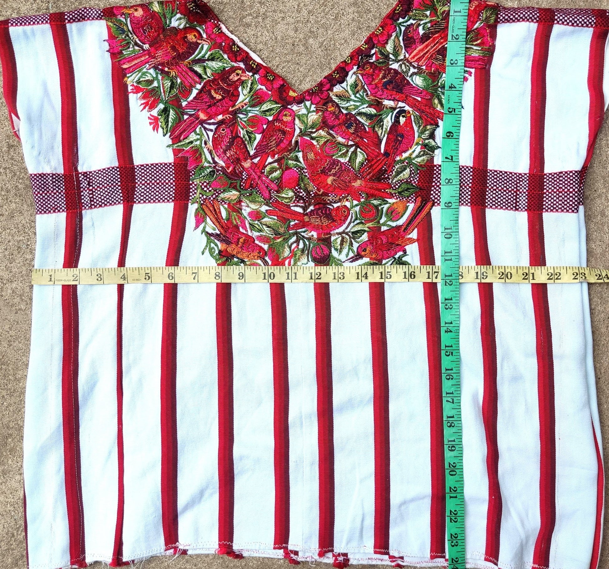 Vintage Handmade EMBROIDERED Birds SANTIAGO Atitlan Huipil Cotton Wall Decor Tapestry