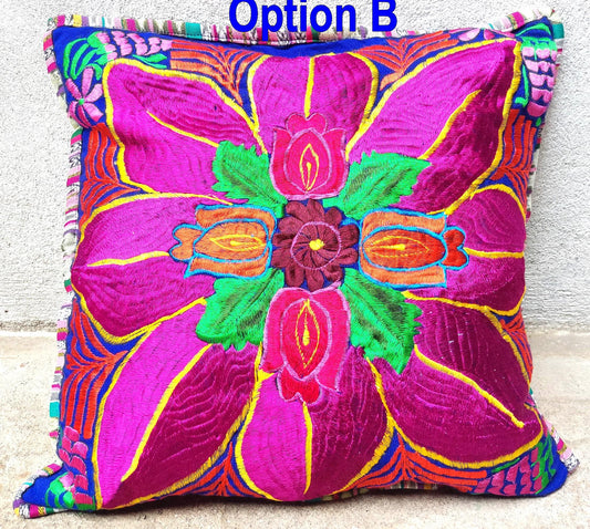 Guatemalan Embroidery - Floral- Pillow Case Cushion Cover 18x18