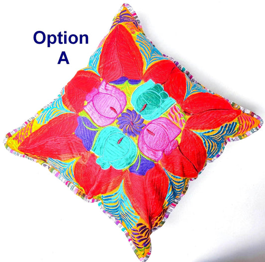 Guatemalan Embroidery - Floral- Pillow Case Cushion Cover 18x18