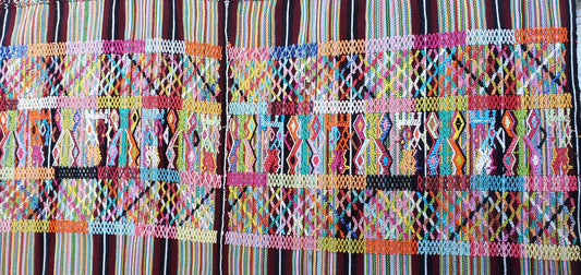 COTZAL handmade TABLE RUNNER with fringes -Deer, birds and Geometric Motives-