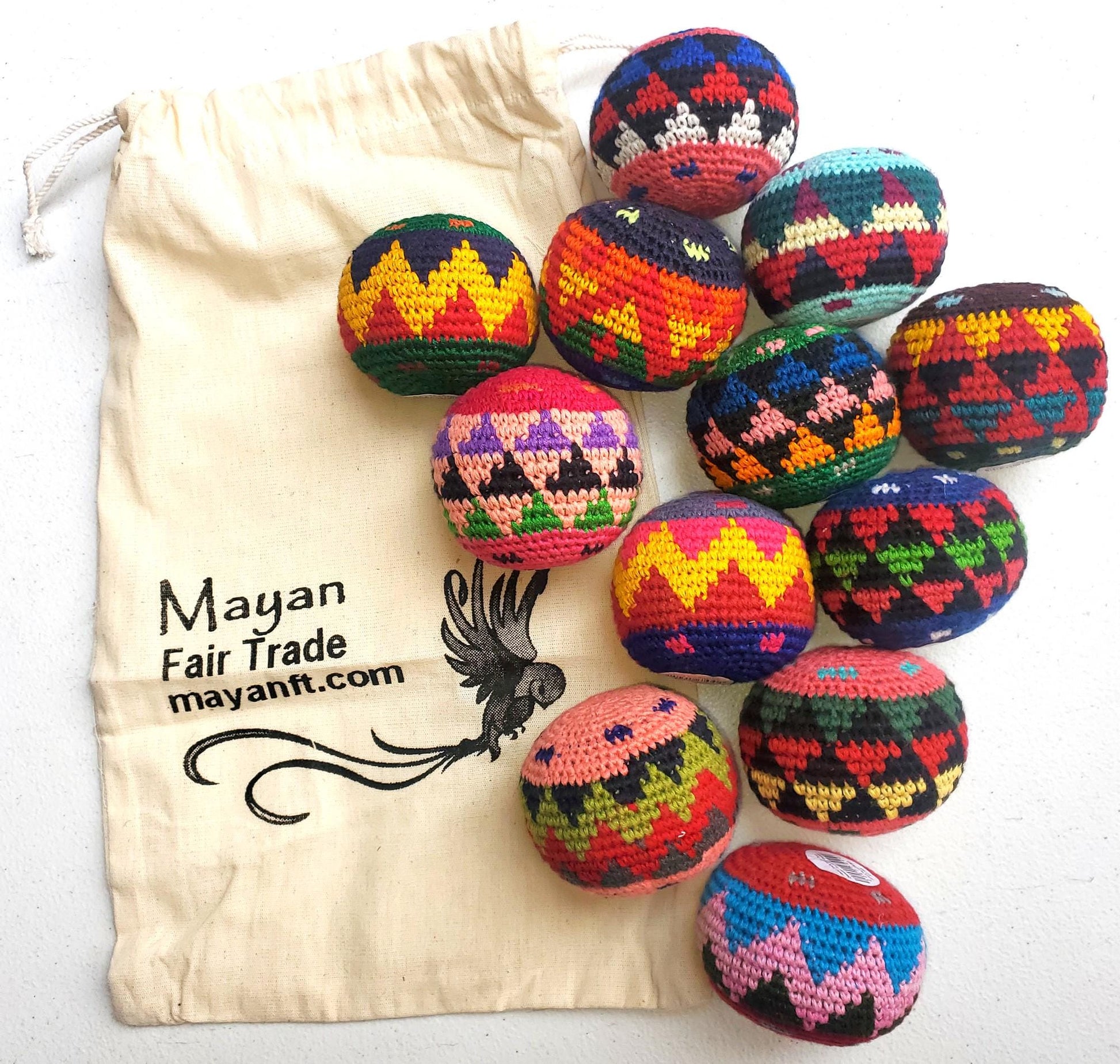 Guatemala Stress Relief Crocheted Cotton Hacky SACKS JUGGLING BALLS Available In Multiple Options