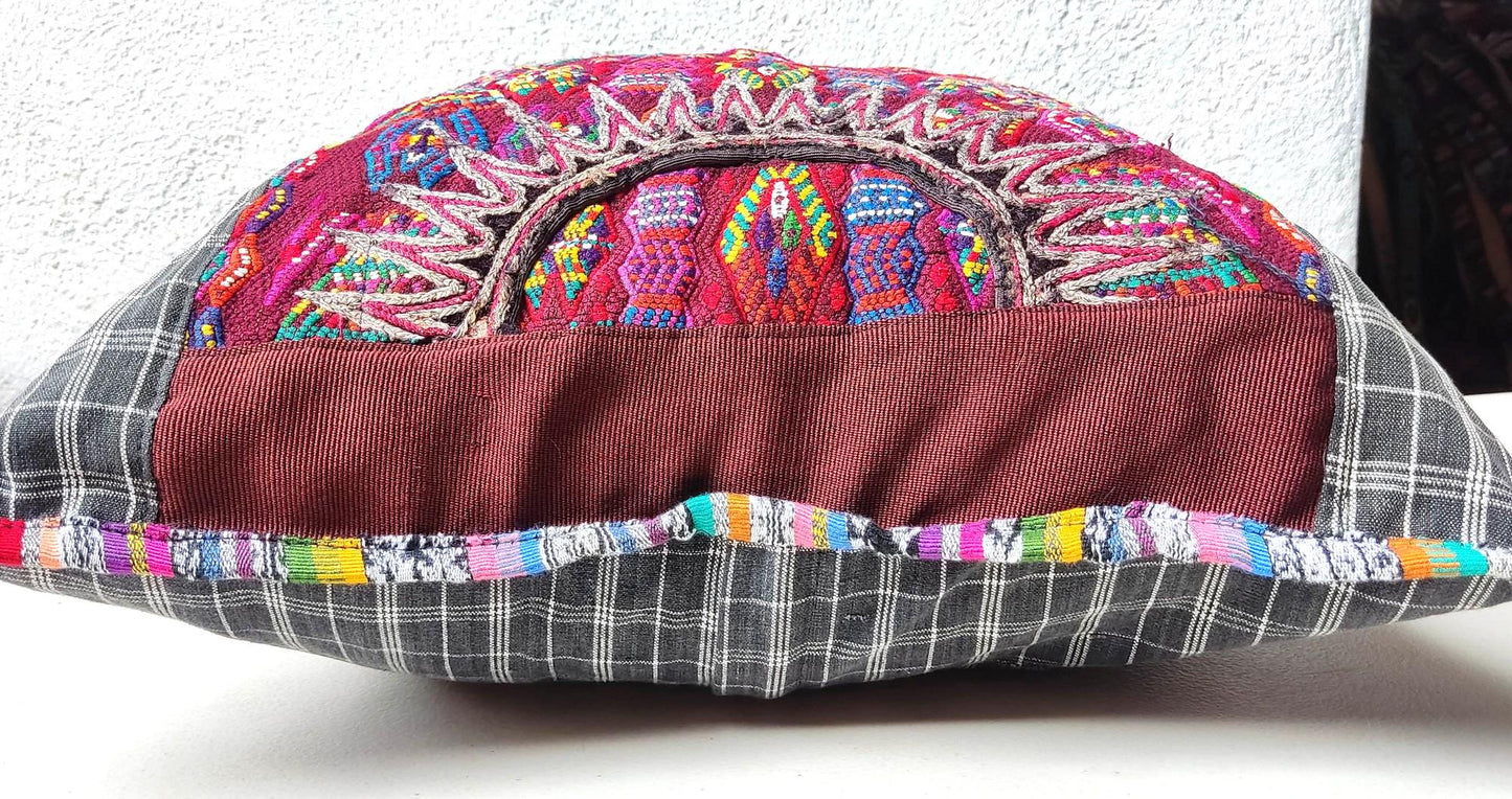 Set of Cotton Guatemala UPCYCLED Geometric PEACOCK Huipil Pillow Case Cushion Cover 18x18 inches 45x45 cm