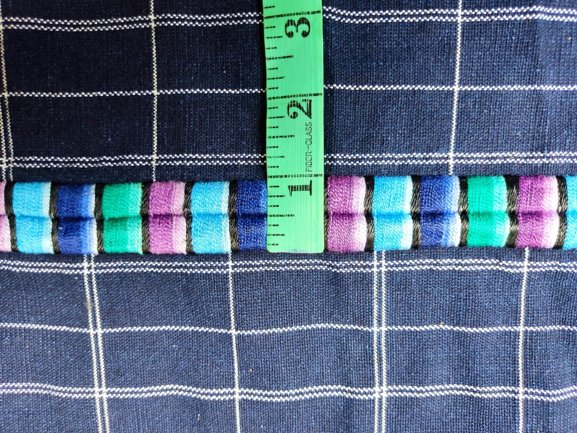 GUATEMALAN Santa Maria De Jesus Cotton Grid Corte FABRIC Per Yard - Vintage Embroidered Hand Woven Fabric
