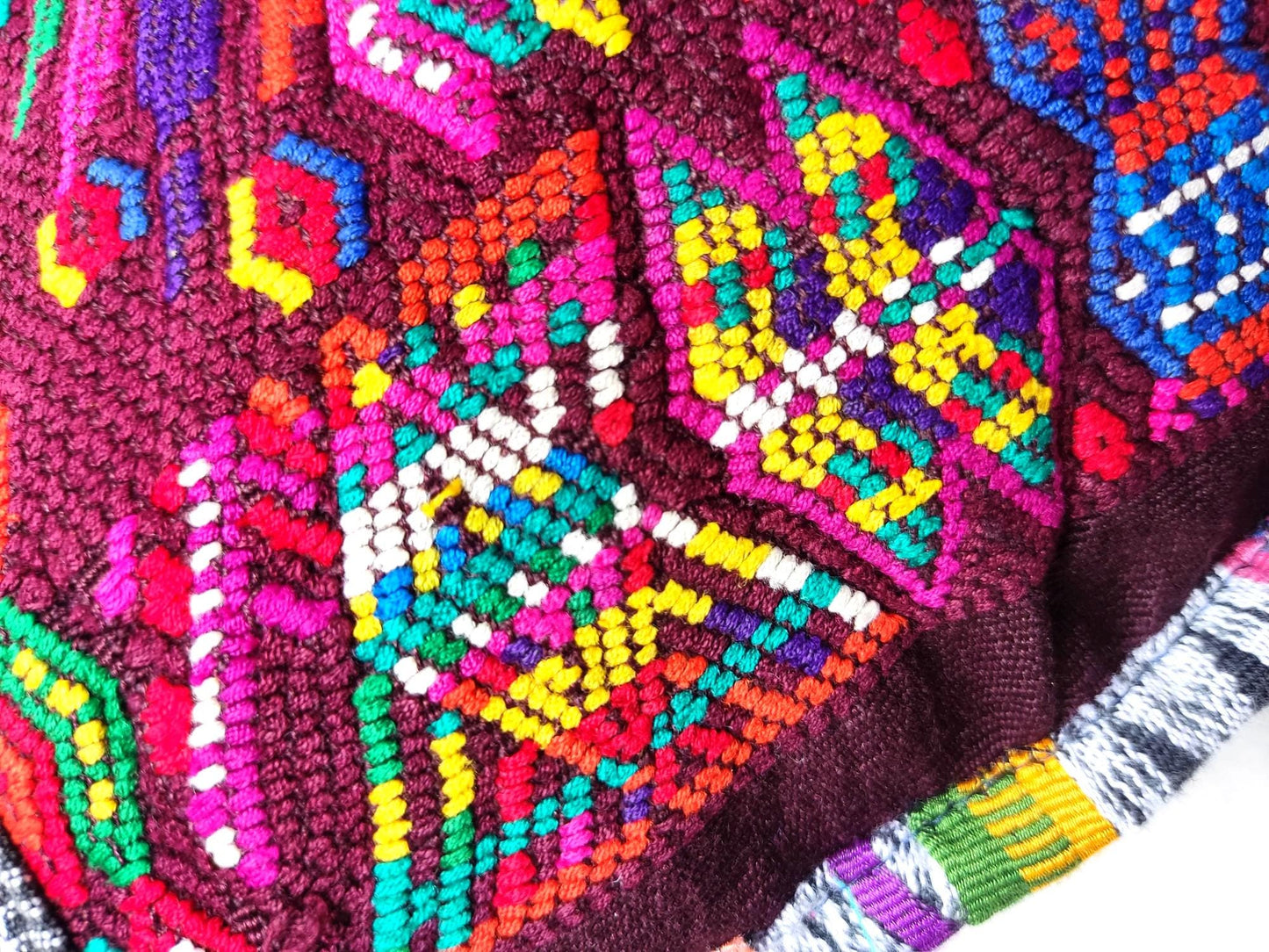 Set of Cotton Guatemala UPCYCLED Geometric PEACOCK Huipil Pillow Case Cushion Cover 18x18 inches 45x45 cm