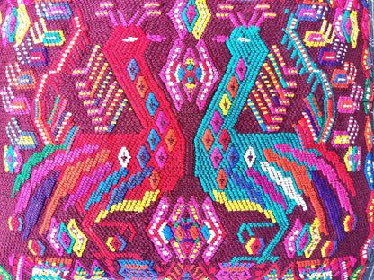Set of Cotton Guatemala UPCYCLED Geometric PEACOCK Huipil Pillow Case Cushion Cover 18x18 inches 45x45 cm
