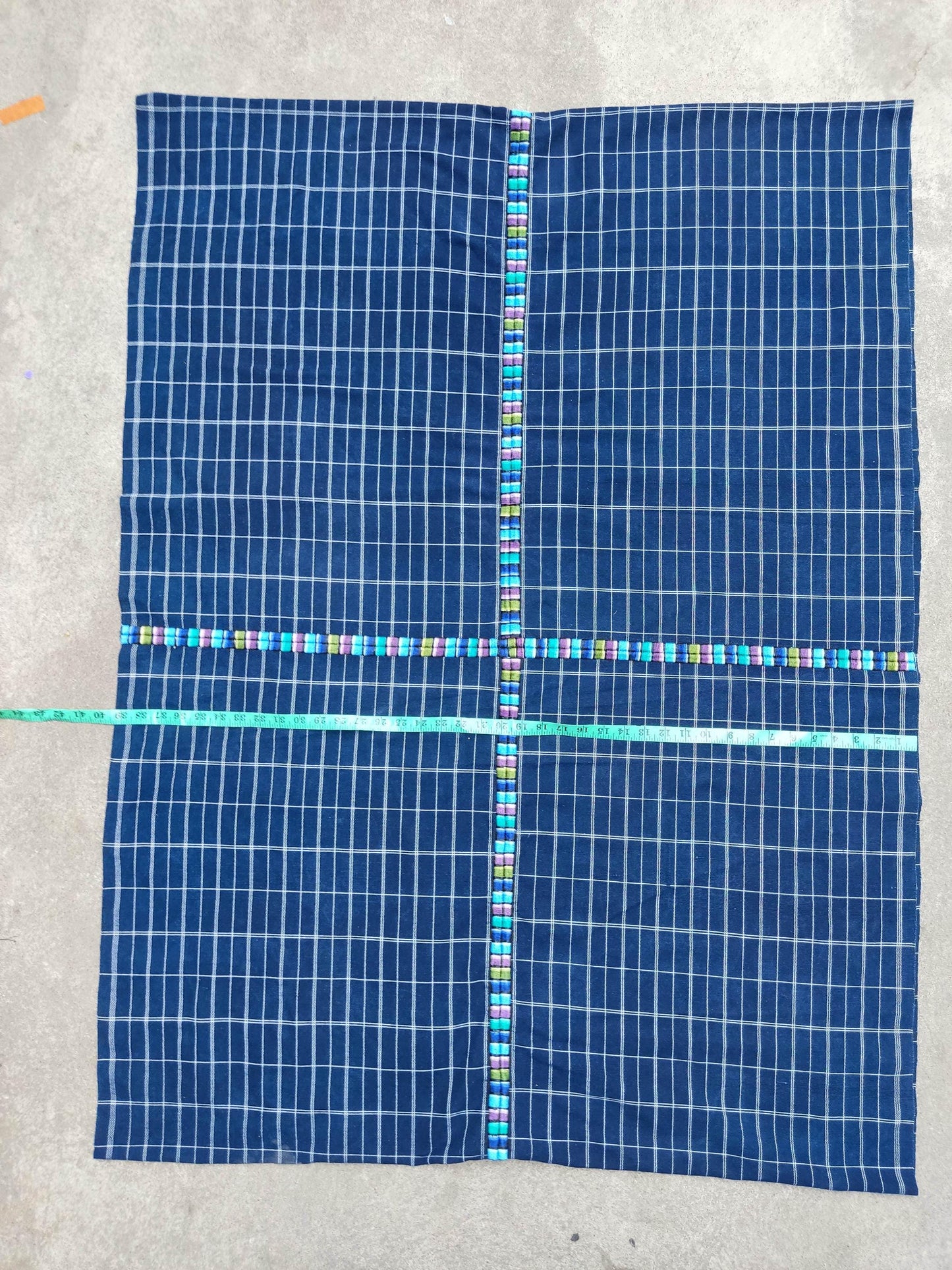 GUATEMALAN Santa Maria De Jesus Cotton Grid Corte FABRIC Per Yard - Vintage Embroidered Hand Woven Fabric