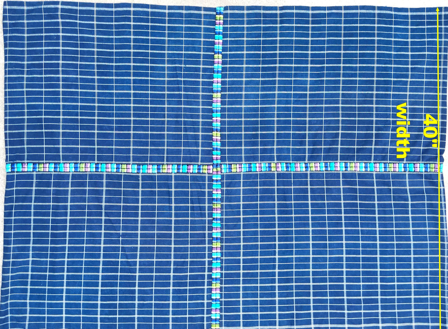 GUATEMALAN Santa Maria De Jesus Cotton Grid Corte FABRIC Per Yard - Vintage Embroidered Hand Woven Fabric