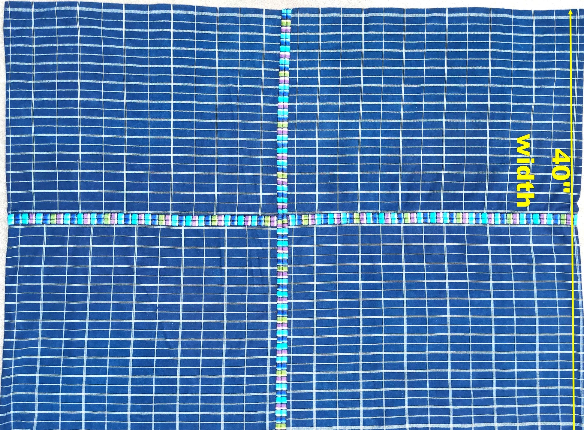 GUATEMALAN Santa Maria De Jesus Cotton Grid Corte FABRIC Per Yard - Vintage Embroidered Hand Woven Fabric