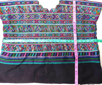 Cotton Unique Black Handmade WEAVED -San MARTIN JILOTEPEQUE- Huipil