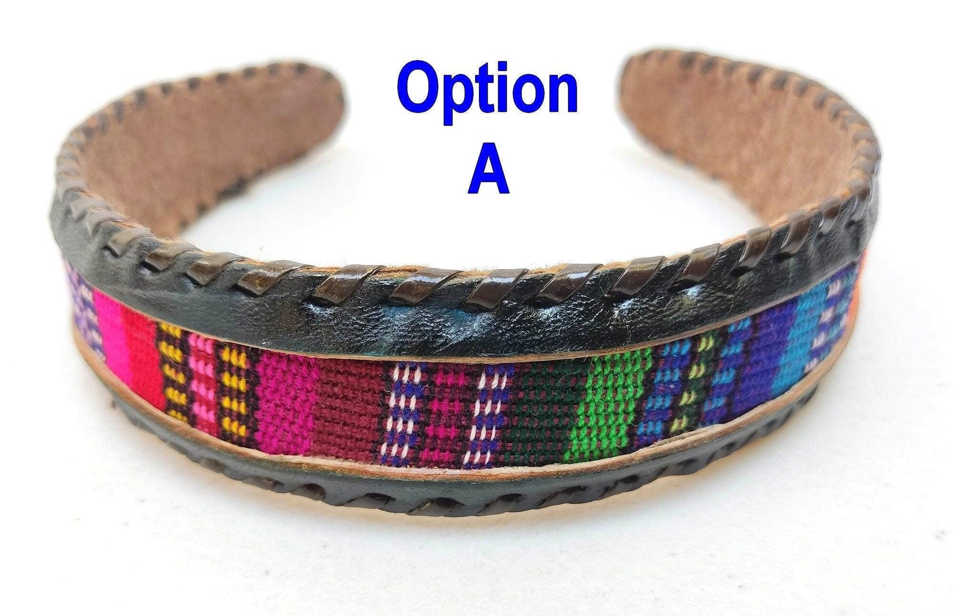 Guatemalan LEATHER Textil HAIRBAND Headband Hair HOLDER