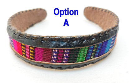 Guatemalan LEATHER Textil HAIRBAND Headband Hair HOLDER