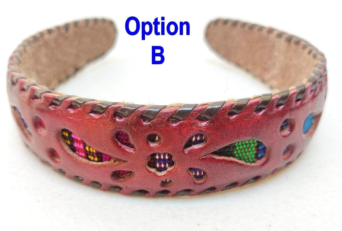 Guatemalan LEATHER Textil HAIRBAND Headband Hair HOLDER
