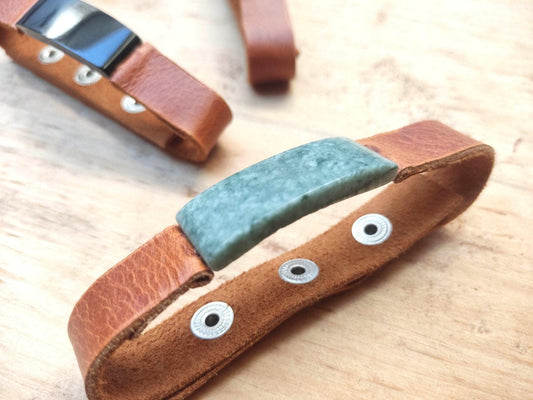 Fashionable UNISEX Adjustable Leather JADE Bracelet
