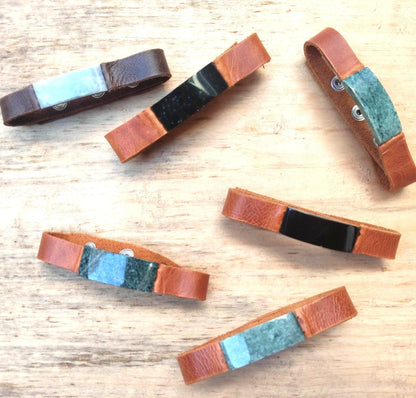 Fashionable UNISEX Adjustable Leather JADE Bracelet