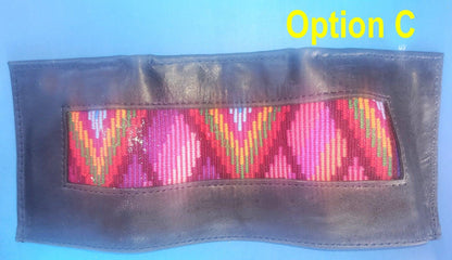Guatemalan authentic Leather wallet -huipil patterned
