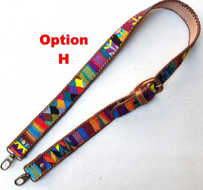 Guatemalan handmade braided authentic leather weaved silk camera/bag strap