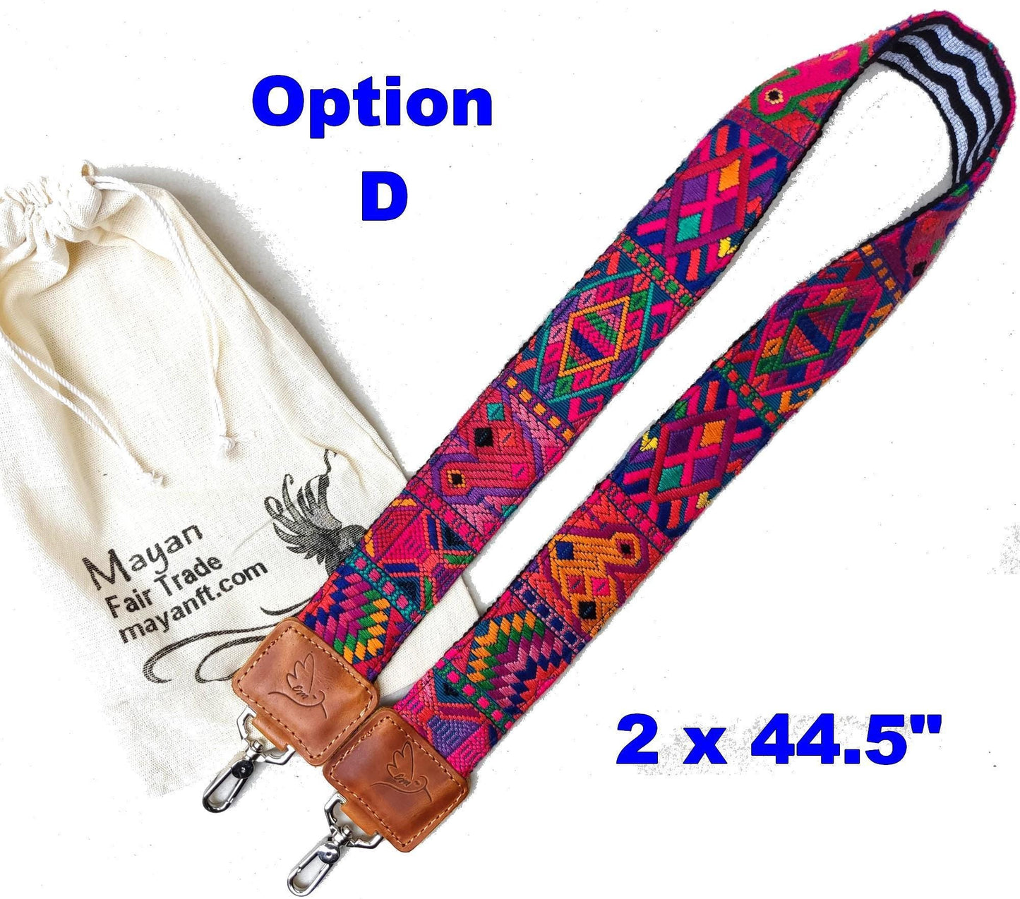 Guatemalan Handmade Leather Embroidered CAMERA / BAG STRAP