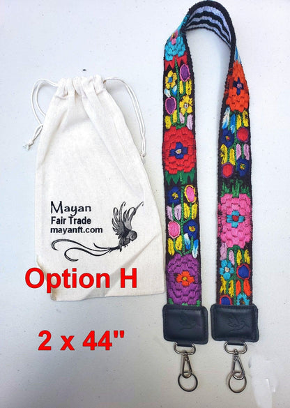 Guatemalan Handmade Leather Embroidered CAMERA / BAG STRAP