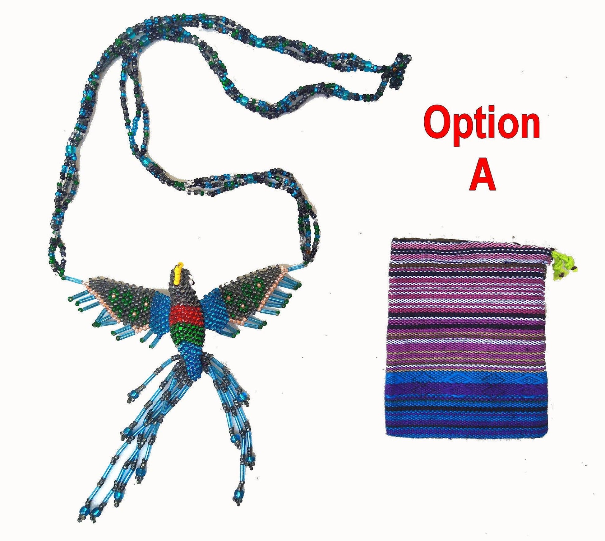 BEADED HUMMINGBIRD Necklace ORNAMENT Gift For Bird Lovers - Czech Glass Seed Beads And Nylon Thread