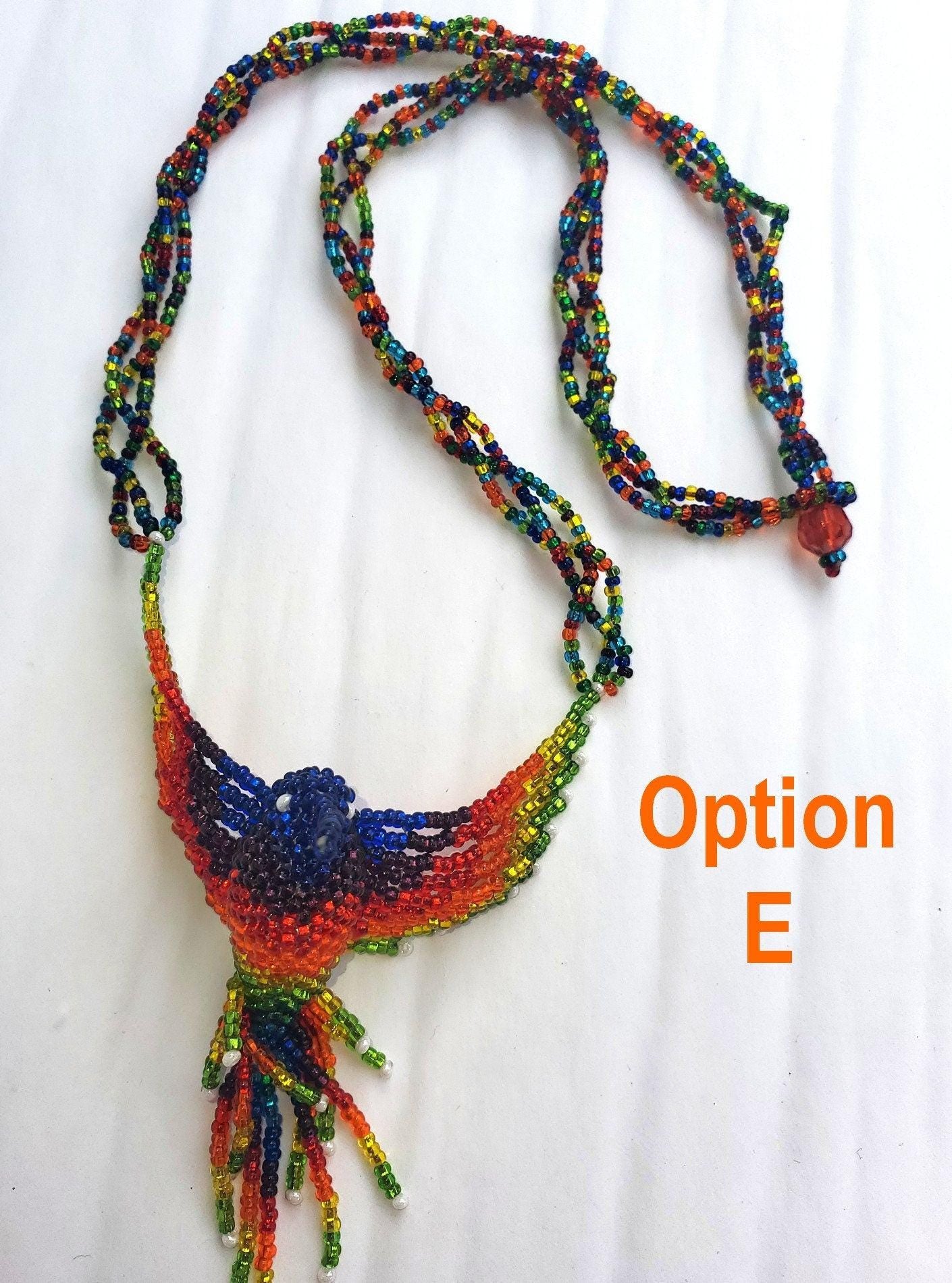 BEADED HUMMINGBIRD Necklace ORNAMENT Gift For Bird Lovers - Czech Glass Seed Beads And Nylon Thread