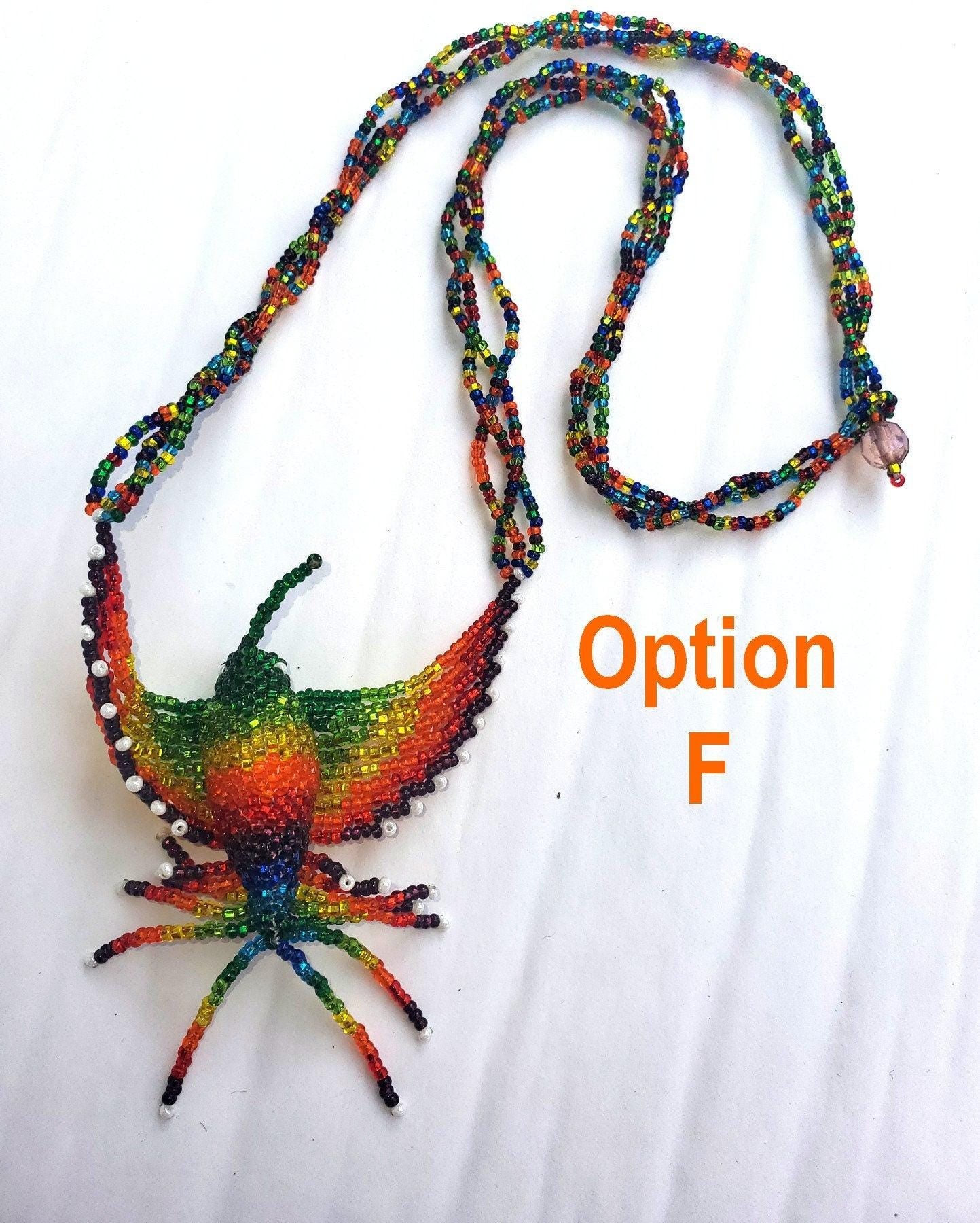 BEADED HUMMINGBIRD Necklace ORNAMENT Gift For Bird Lovers - Czech Glass Seed Beads And Nylon Thread