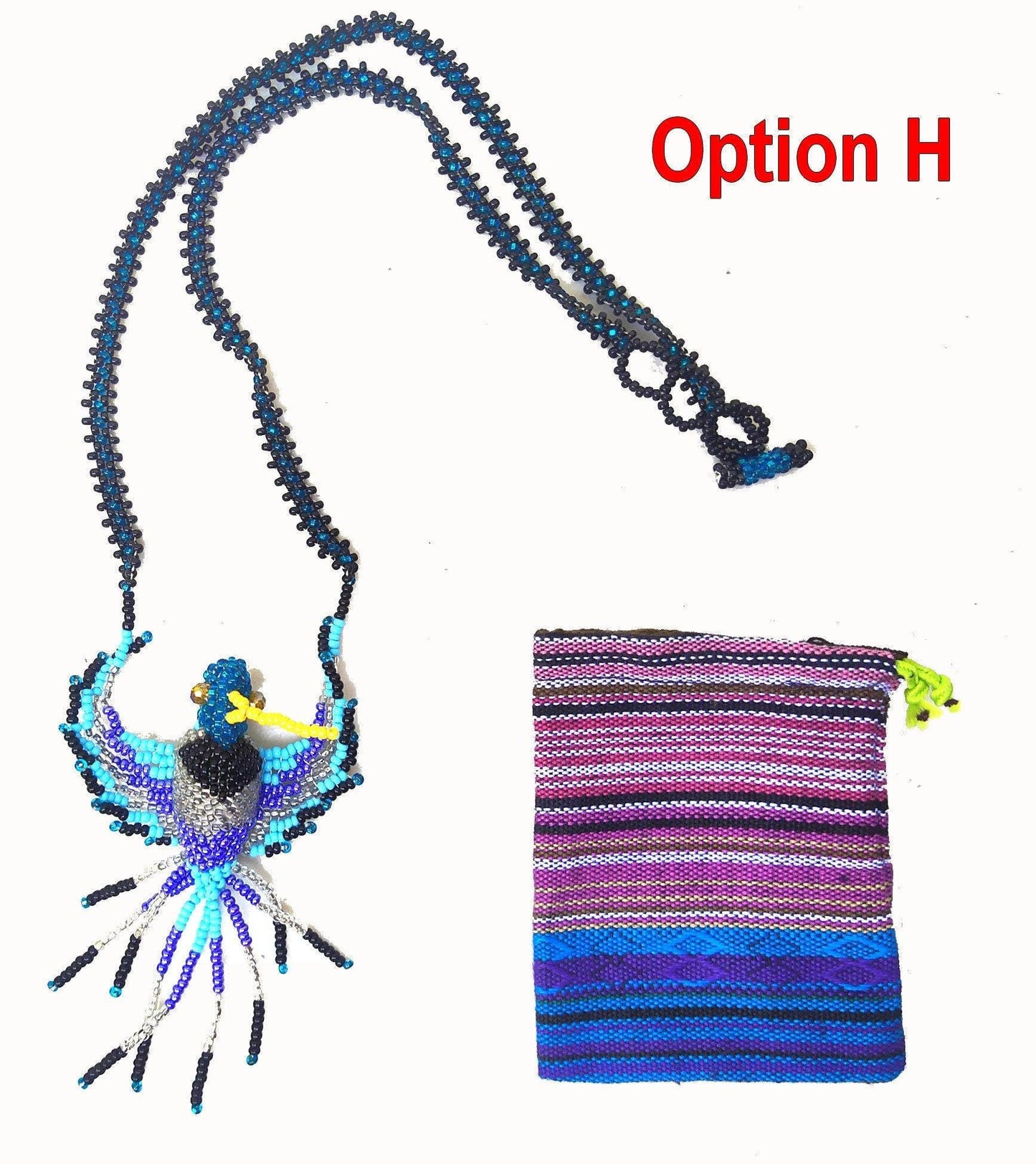 BEADED HUMMINGBIRD Necklace ORNAMENT Gift For Bird Lovers - Czech Glass Seed Beads And Nylon Thread