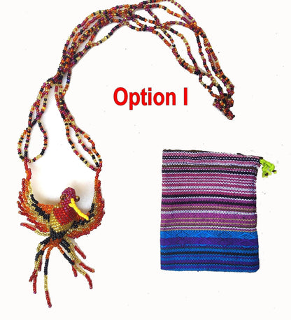 BEADED HUMMINGBIRD Necklace ORNAMENT Gift For Bird Lovers - Czech Glass Seed Beads And Nylon Thread