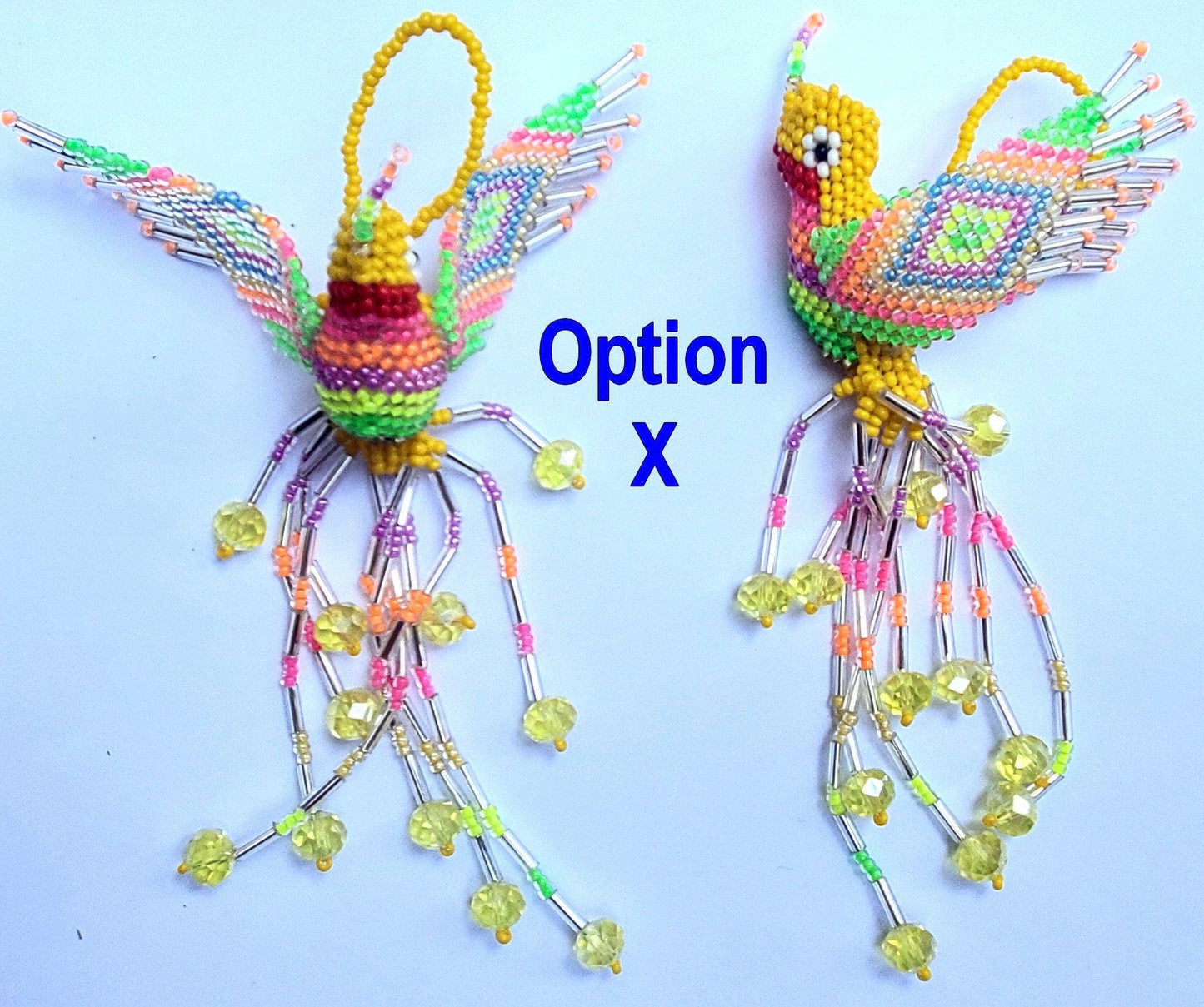 BEADED HUMMINGBIRD Hanging ORNAMENT Gift For Bird Lovers - Czech Glass Seed Beads And Nylon Thread