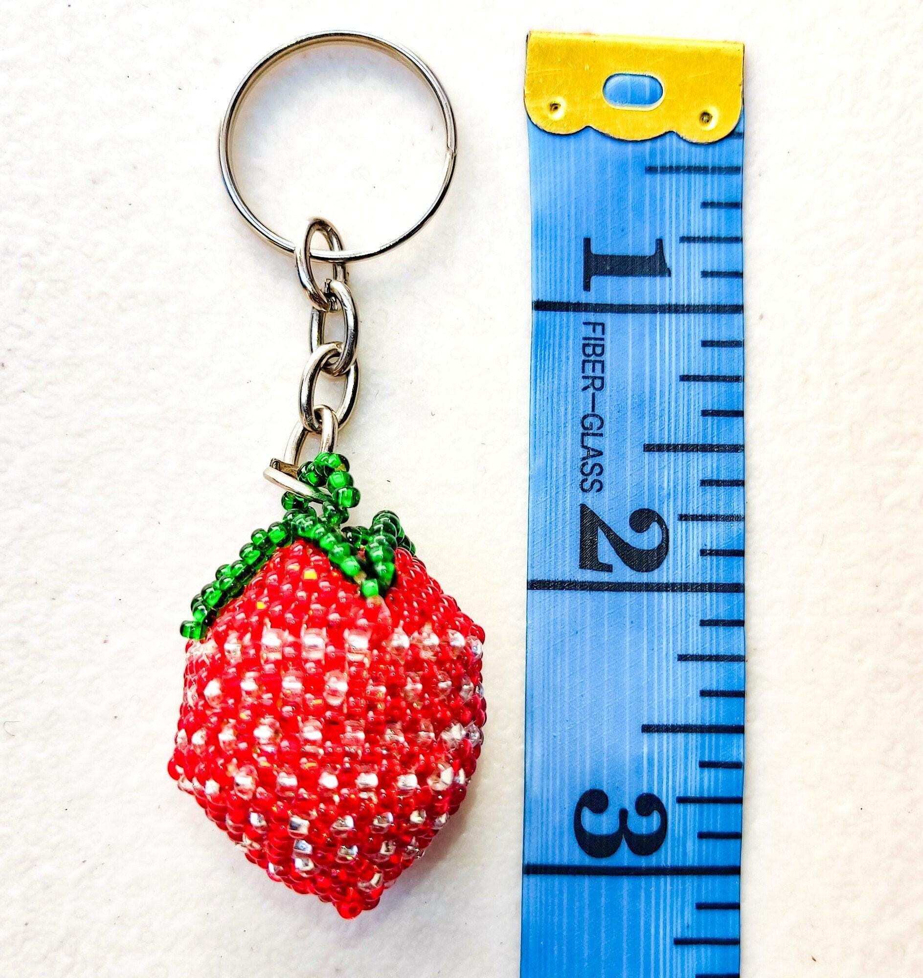 BEADED STRAWBERRY Hanging ORNAMENT Gift For Fruit Lovers - Czech Glass Seed Beads And Nylon Thread