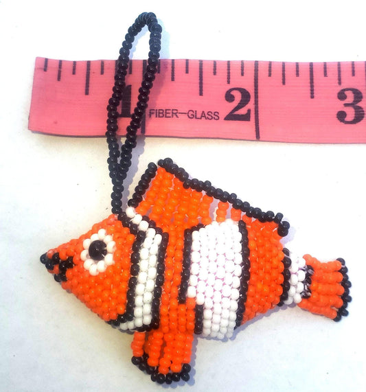 BEADED NEMO Clown Fish Hanging ORNAMENT Gift For Fish Lovers - Czech Glass Seed Beads And Nylon Thread