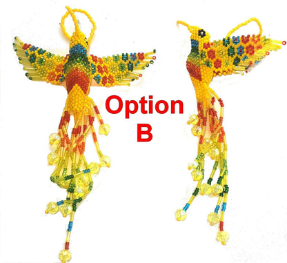 BEADED HUMMINGBIRD Hanging ORNAMENT Gift For Bird Lovers - Czech Glass Seed Beads And Nylon Thread