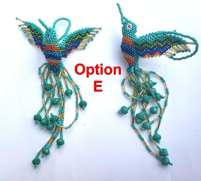 BEADED HUMMINGBIRD Hanging ORNAMENT Gift For Bird Lovers - Czech Glass Seed Beads And Nylon Thread