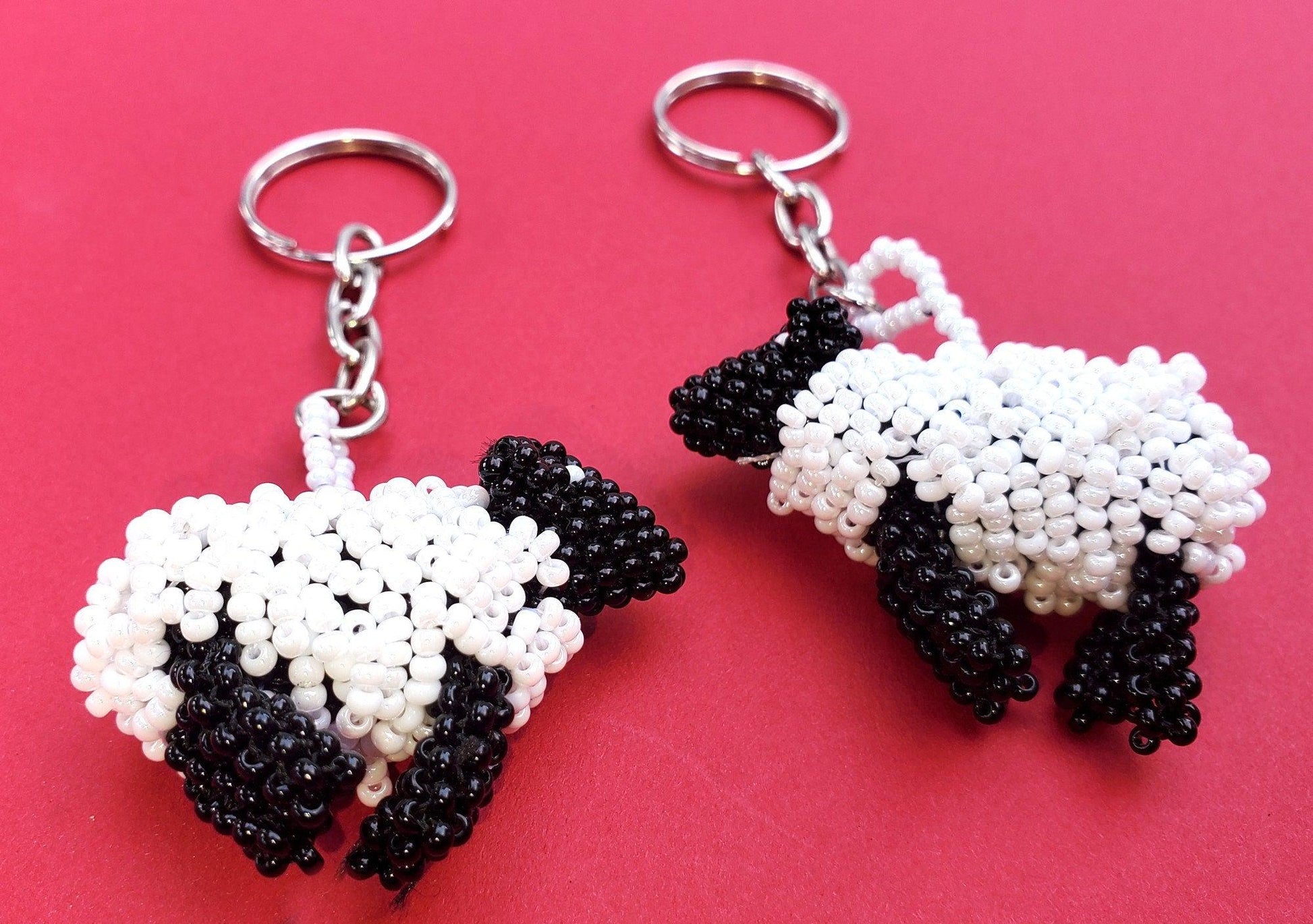 BEADED SHEEP Hanging ORNAMENT Gift For Animal Lovers - Czech Glass Seed Beads And Nylon Thread