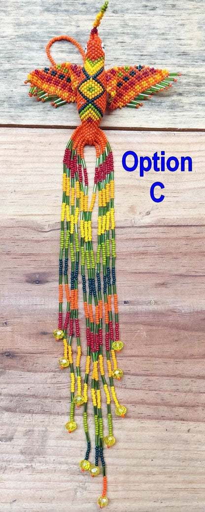 BEADED HUMMINGBIRD Hanging ORNAMENT Gift For Bird Lovers - Czech Glass Seed Beads And Nylon Thread